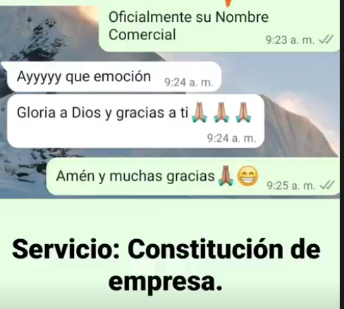 Mensaje de cliente: Constitución de empresa